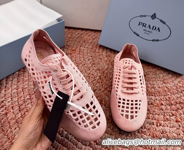 Best Price Prada Crochet Knit Ballet Flat Sneakers 6051005 Pink