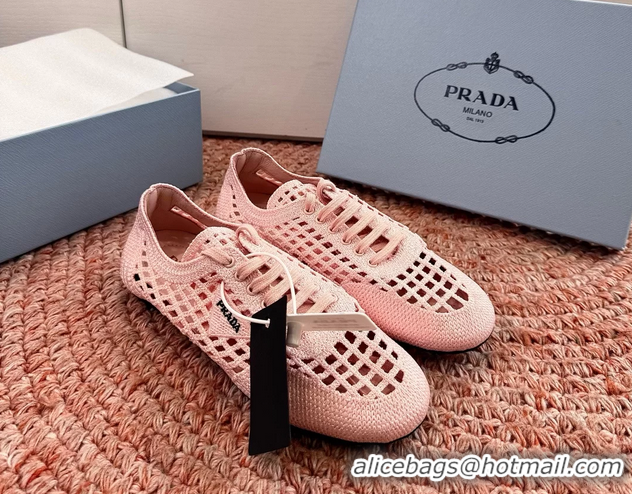 Best Price Prada Crochet Knit Ballet Flat Sneakers 6051005 Pink