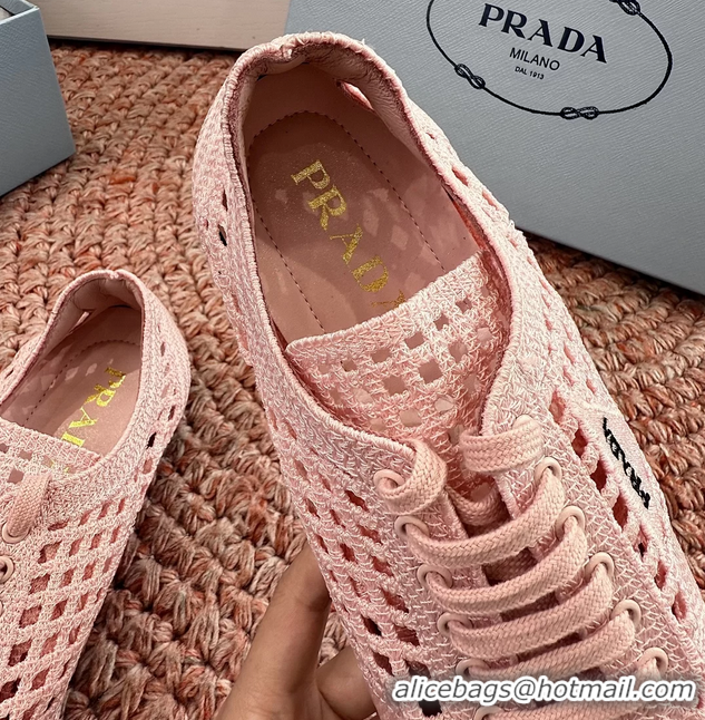 Best Price Prada Crochet Knit Ballet Flat Sneakers 6051005 Pink