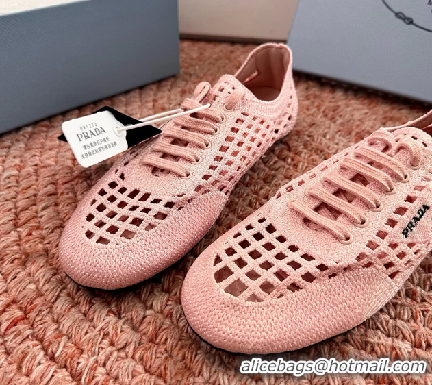 Best Price Prada Crochet Knit Ballet Flat Sneakers 6051005 Pink