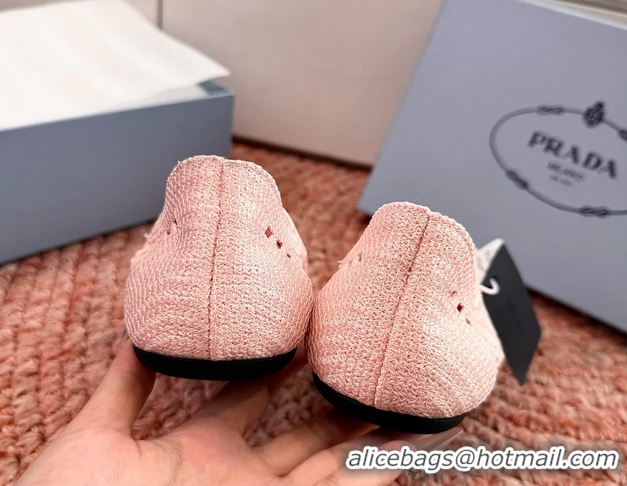 Best Price Prada Crochet Knit Ballet Flat Sneakers 6051005 Pink