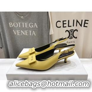 Durable Celine Signature Slingback Pumps with Label Yellow Calfskin Leather 45MM 6051101