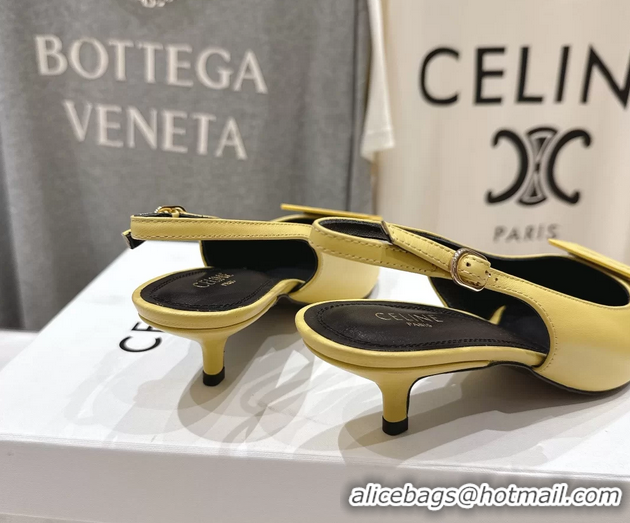 Durable Celine Signature Slingback Pumps with Label Yellow Calfskin Leather 45MM 6051101
