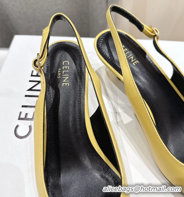 Durable Celine Signature Slingback Pumps with Label Yellow Calfskin Leather 45MM 6051101