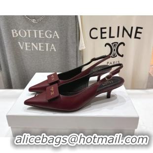 Buy Discount Celine Signature Slingback Pumps with Label Red Calfskin Leather 45MM 6051101 Red