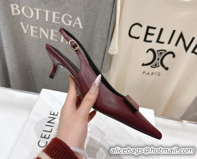 Buy Discount Celine Signature Slingback Pumps with Label Red Calfskin Leather 45MM 6051101 Red
