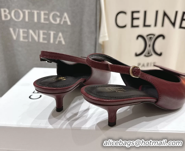 Buy Discount Celine Signature Slingback Pumps with Label Red Calfskin Leather 45MM 6051101 Red