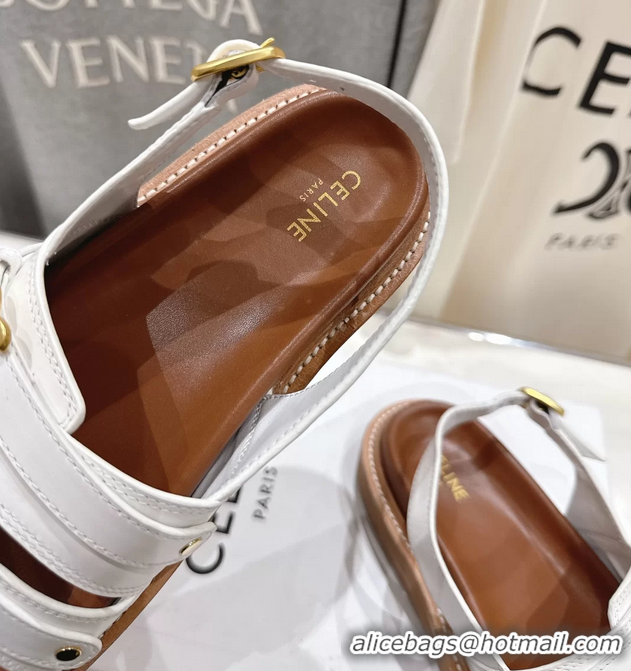 Best Price Celine Tippi Triomphe Slingback Sandals Black Calfskin Leather 6051102 White