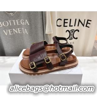 Top Grade Celine Lympia Triomphe Slingback Sandals Red Calfskin Leather 6051103 Red
