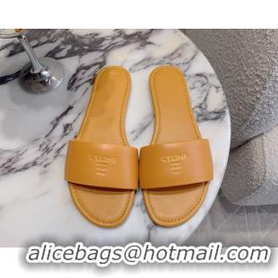 AAAAA Celine Coast Flat Mule Slides Sandals Beige Lambskin Leather 6051104 Beige