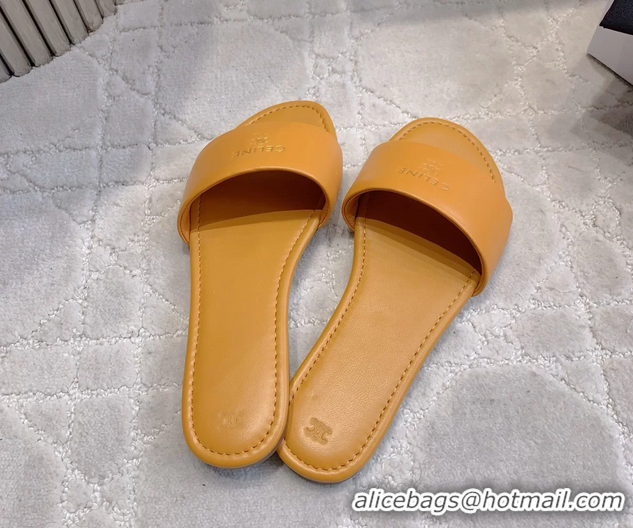 AAAAA Celine Coast Flat Mule Slides Sandals Beige Lambskin Leather 6051104 Beige