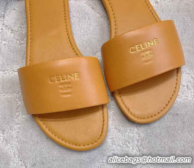 AAAAA Celine Coast Flat Mule Slides Sandals Beige Lambskin Leather 6051104 Beige