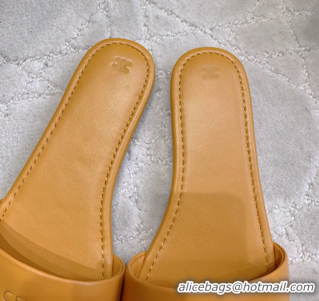 AAAAA Celine Coast Flat Mule Slides Sandals Beige Lambskin Leather 6051104 Beige
