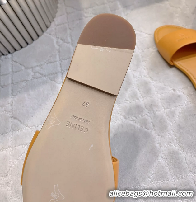 AAAAA Celine Coast Flat Mule Slides Sandals Beige Lambskin Leather 6051104 Beige