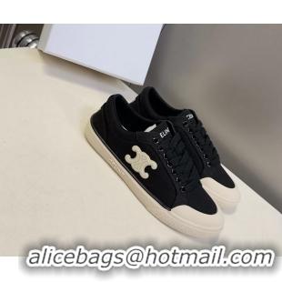 Cheap Celine Alan Triomphe Sneakers Shoes Black Canvas 6051106