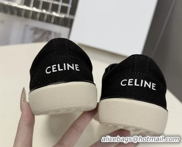 Cheap Celine Alan Triomphe Sneakers Shoes Black Canvas 6051106