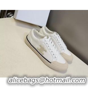Sophisticated Celine Alan Triomphe Sneakers Shoes White Canvas 6051106 White