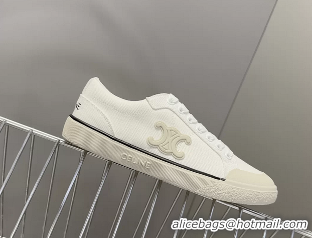 Sophisticated Celine Alan Triomphe Sneakers Shoes White Canvas 6051106 White