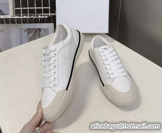 Sophisticated Celine Alan Triomphe Sneakers Shoes White Canvas 6051106 White