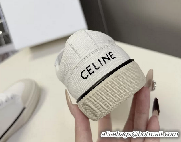 Sophisticated Celine Alan Triomphe Sneakers Shoes White Canvas 6051106 White