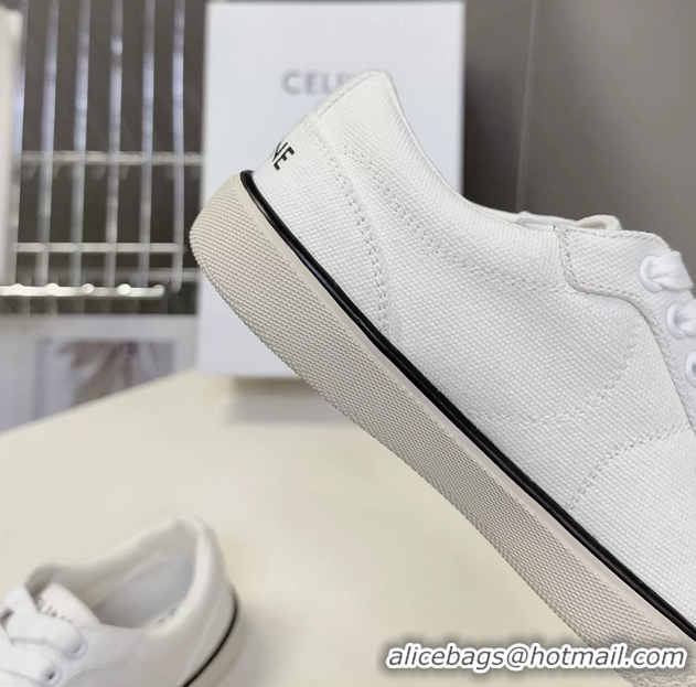 Sophisticated Celine Alan Triomphe Sneakers Shoes White Canvas 6051106 White
