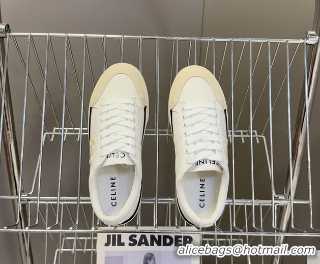 Sophisticated Celine Alan Triomphe Sneakers Shoes White Canvas 6051106 White