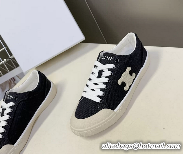 Grade Celine Alan Triomphe Sneakers Shoes Navy Blue Canvas 6051106 Navy Blue