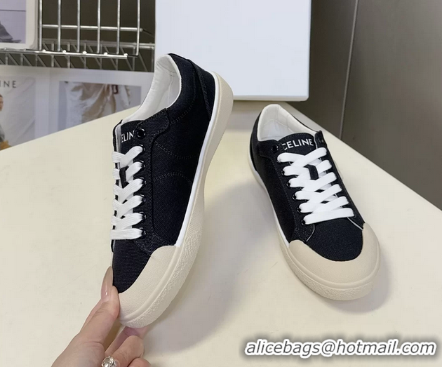 Grade Celine Alan Triomphe Sneakers Shoes Navy Blue Canvas 6051106 Navy Blue