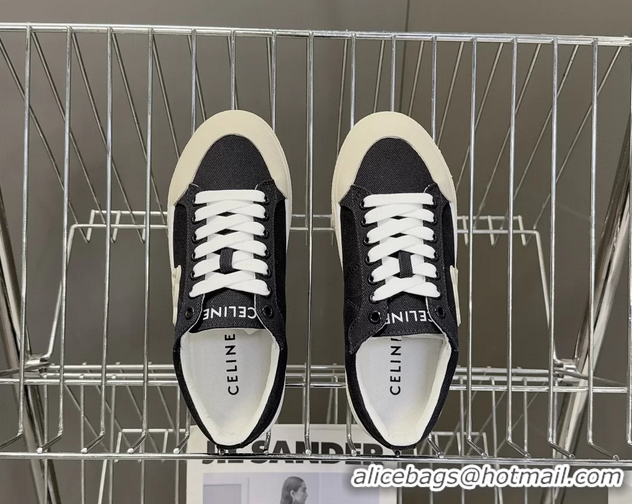 Grade Celine Alan Triomphe Sneakers Shoes Navy Blue Canvas 6051106 Navy Blue