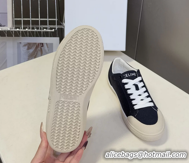 Grade Celine Alan Triomphe Sneakers Shoes Navy Blue Canvas 6051106 Navy Blue