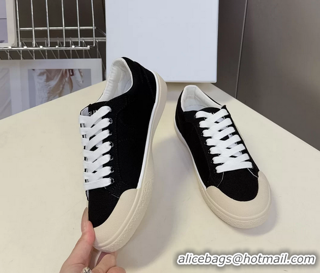 Luxury Celine Alan Triomphe Sneakers Shoes Black Canvas 6051106 Black