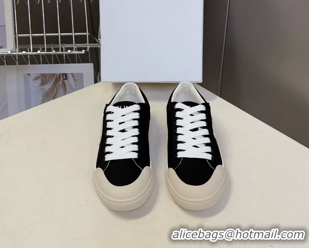 Luxury Celine Alan Triomphe Sneakers Shoes Black Canvas 6051106 Black