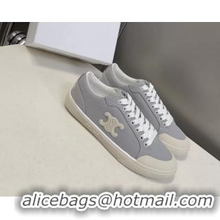 Classic Celine Alan Triomphe Sneakers Shoes Gray Canvas 6051106 Gray