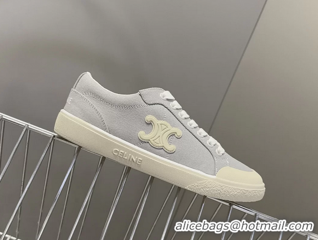 Classic Celine Alan Triomphe Sneakers Shoes Gray Canvas 6051106 Gray