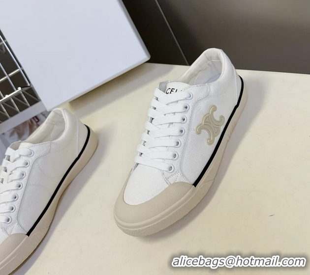 Original Cheap Celine Alan Triomphe Canvas Sneakers 6051108 White