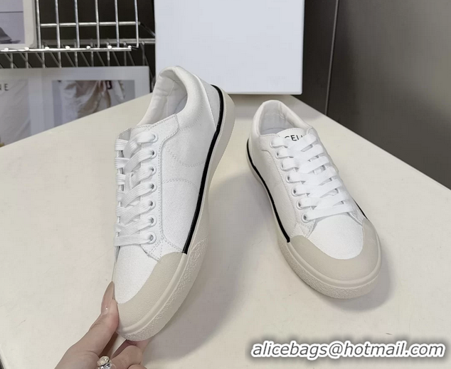 Original Cheap Celine Alan Triomphe Canvas Sneakers 6051108 White
