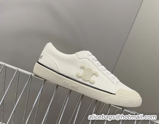 Original Cheap Celine Alan Triomphe Canvas Sneakers 6051108 White