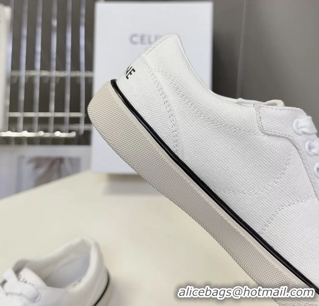 Original Cheap Celine Alan Triomphe Canvas Sneakers 6051108 White