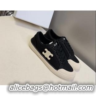 Buy Discount Celine Alan Triomphe Canvas Sneakers 6051108 Black