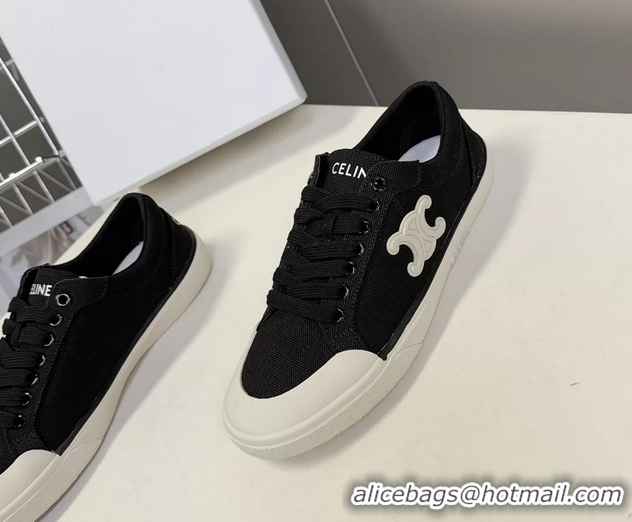 Buy Discount Celine Alan Triomphe Canvas Sneakers 6051108 Black