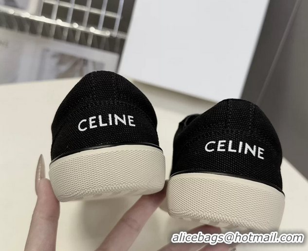 Buy Discount Celine Alan Triomphe Canvas Sneakers 6051108 Black