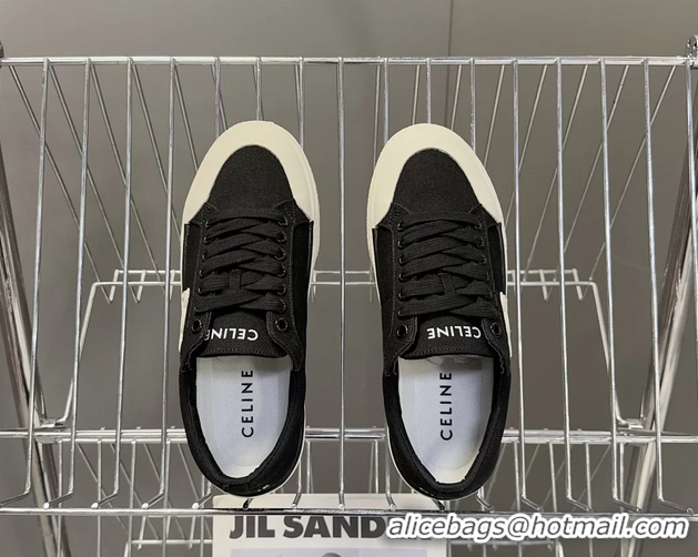 Buy Discount Celine Alan Triomphe Canvas Sneakers 6051108 Black