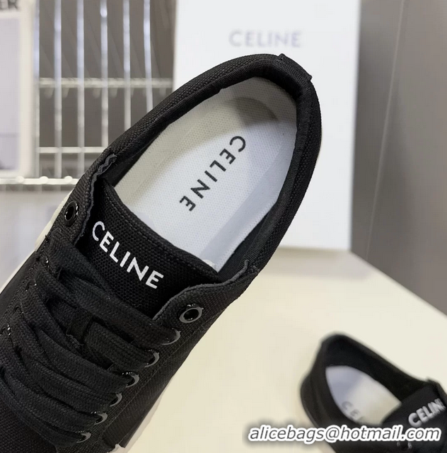 Buy Discount Celine Alan Triomphe Canvas Sneakers 6051108 Black