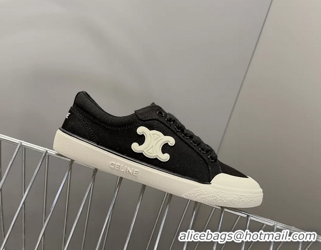 Buy Discount Celine Alan Triomphe Canvas Sneakers 6051108 Black