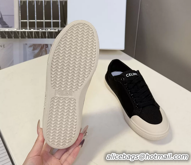 Buy Discount Celine Alan Triomphe Canvas Sneakers 6051108 Black