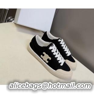 Buy Duplicate Celine Alan Triomphe Canvas Sneakers 6051108 Black