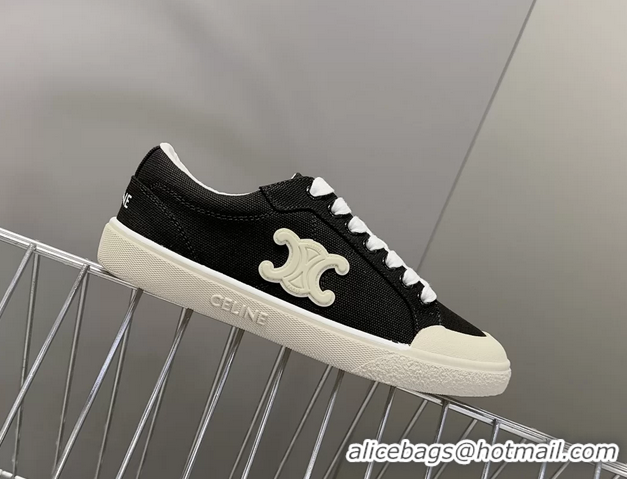 Buy Duplicate Celine Alan Triomphe Canvas Sneakers 6051108 Black
