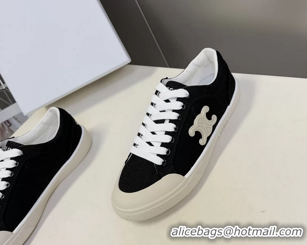 Buy Duplicate Celine Alan Triomphe Canvas Sneakers 6051108 Black
