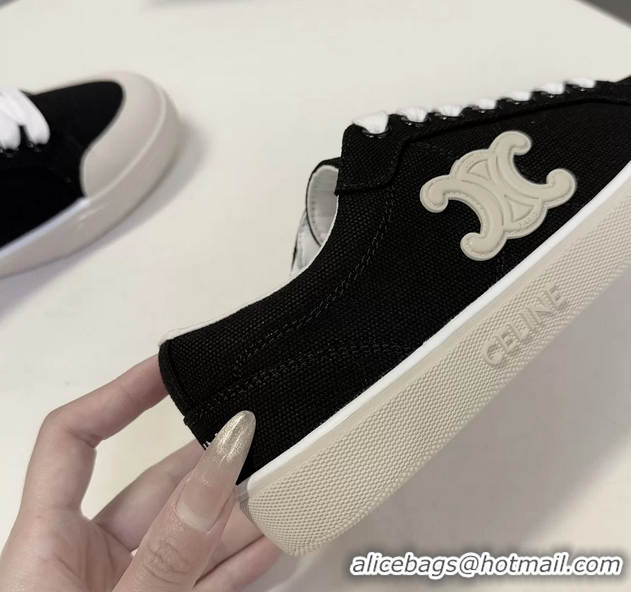 Buy Duplicate Celine Alan Triomphe Canvas Sneakers 6051108 Black
