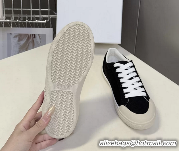 Buy Duplicate Celine Alan Triomphe Canvas Sneakers 6051108 Black